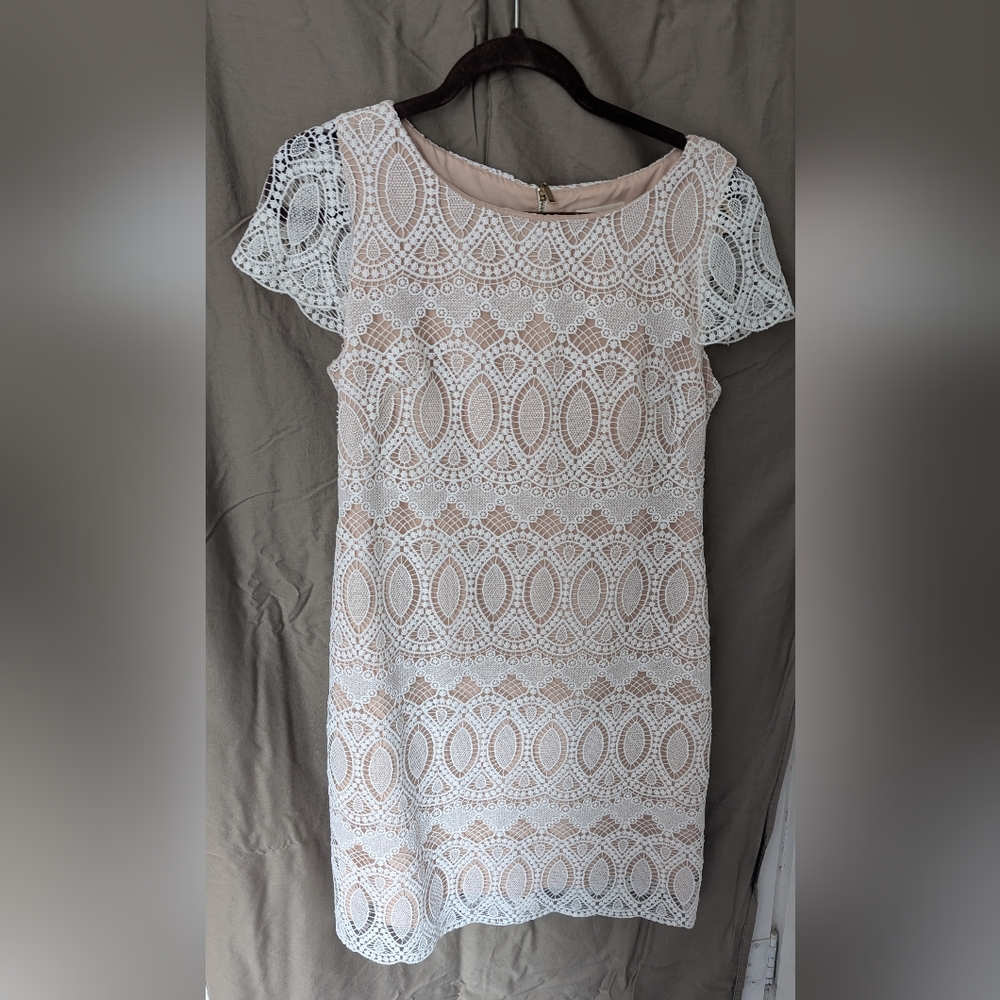 Eliza J Cream Lace Mini Dress